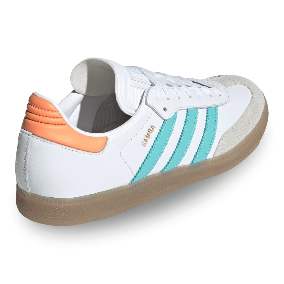 adidas Samba Inter Miami Indoor Soccer Shoes (White/Mint/Gum) | SoccerWearhouse