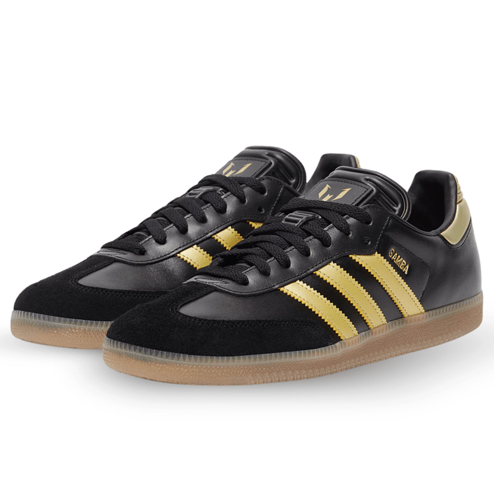 adidas Samba Messi Indoor Soccer Shoes (Black/Gold/Gum) | SoccerWearhouse