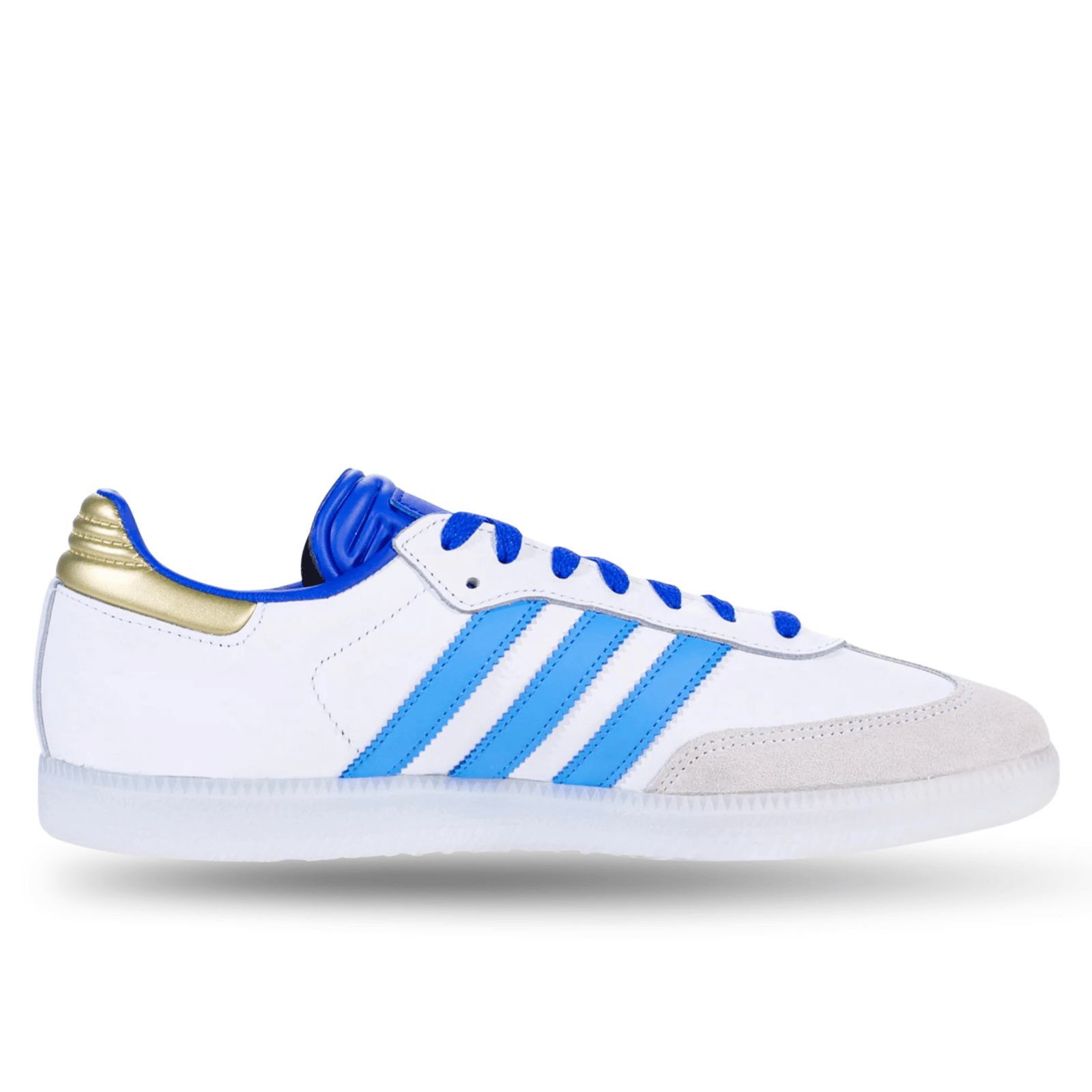 adidas Samba Messi Soccer Shoes (White/Gold/Sky Blue) | SoccerWearhouse