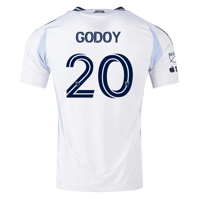adidas San Diego FC Authentic Aníbal Godoy Away Jersey 25/26 w/ MLS & Apple Patch (White) | SoccerWearhouse