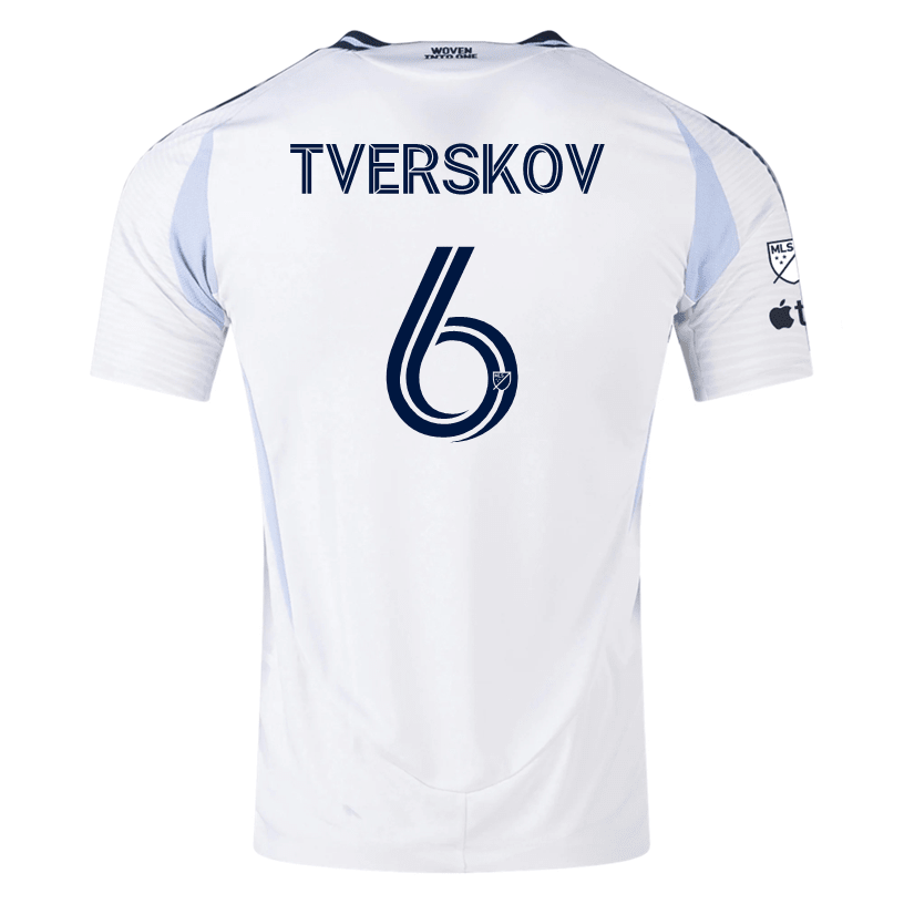 adidas San Diego FC Authentic Jeppe Tverskov Away Jersey 25/26 w/ MLS &amp; Apple Patch (White) | SoccerWearhouse