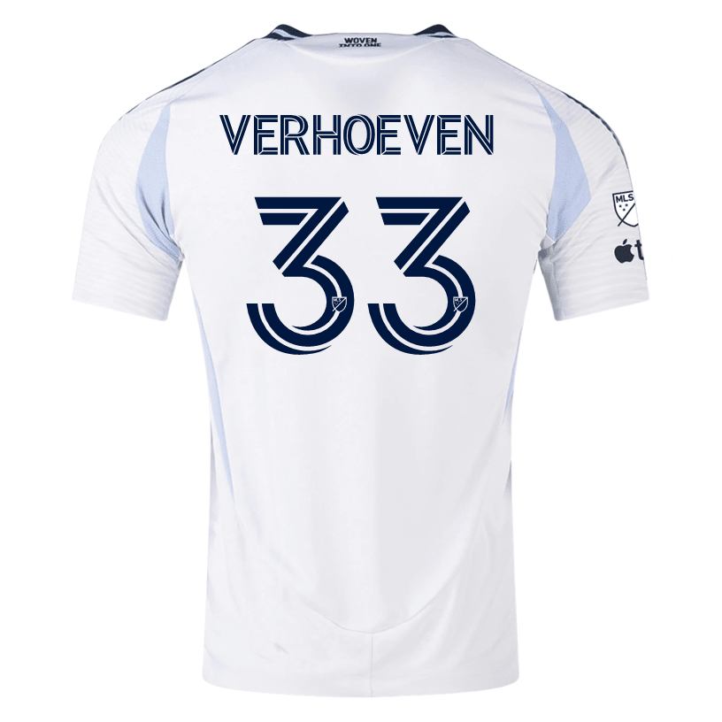 adidas San Diego FC Authentic Oscar Verhoeven Away Jersey 25/26 w/ MLS & Apple Patch (White) | SoccerWearhouse