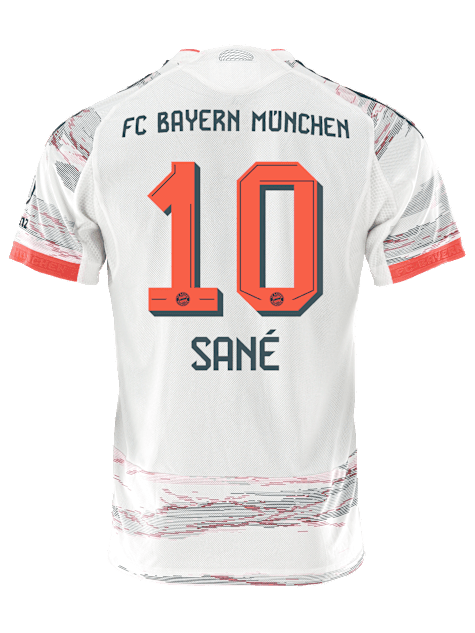 adidas Sane Authentic Away Jersey 25/26 w/ Sponsor + Meister Bundesliga Patch (White/Red) | SoccerWearhouse