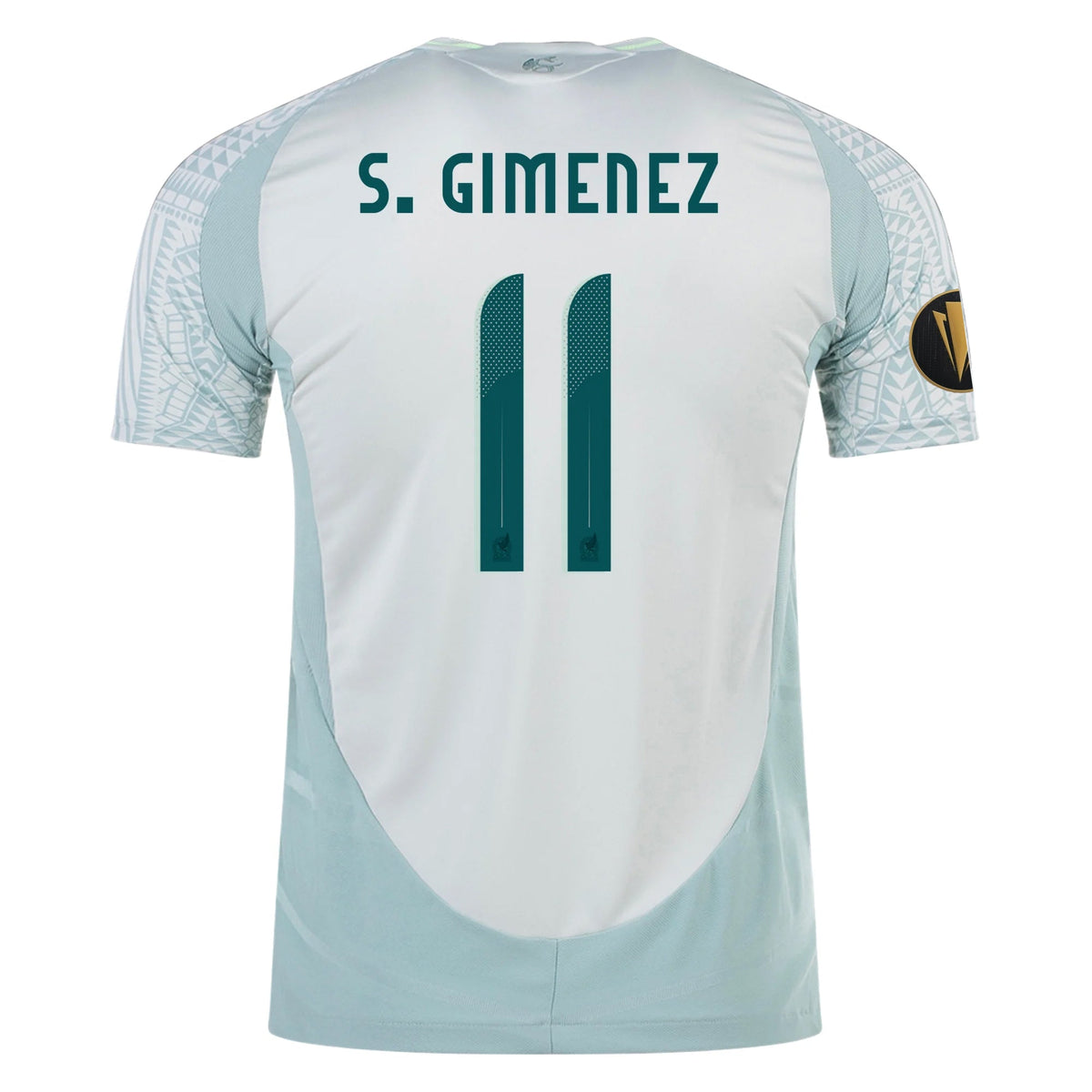 adidas Santi Gimenez Mexico Authentic Away Jersey 24/25 w/ Gold Cup 2025 Patches (Linen Green) | SoccerWearhouse