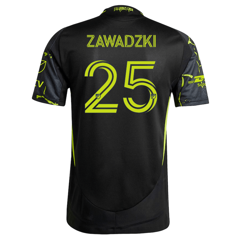 adidas Sean Zawadzki Columbus Crew Authentic Away Jersey w/ MLS Patches 25/26 (Black/Yellow) | SoccerWearhouse