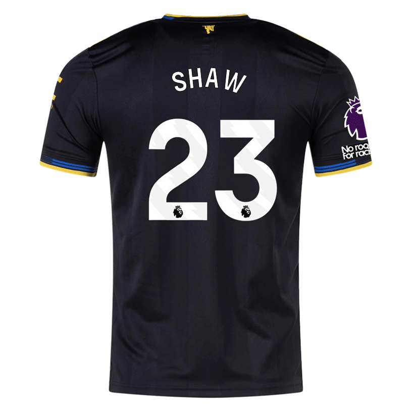 adidas Shaw Men's Manchester United Authentic Third Jersey 25/26 w/ NRFR + EPL Patches (Black) | SoccerWearhouse