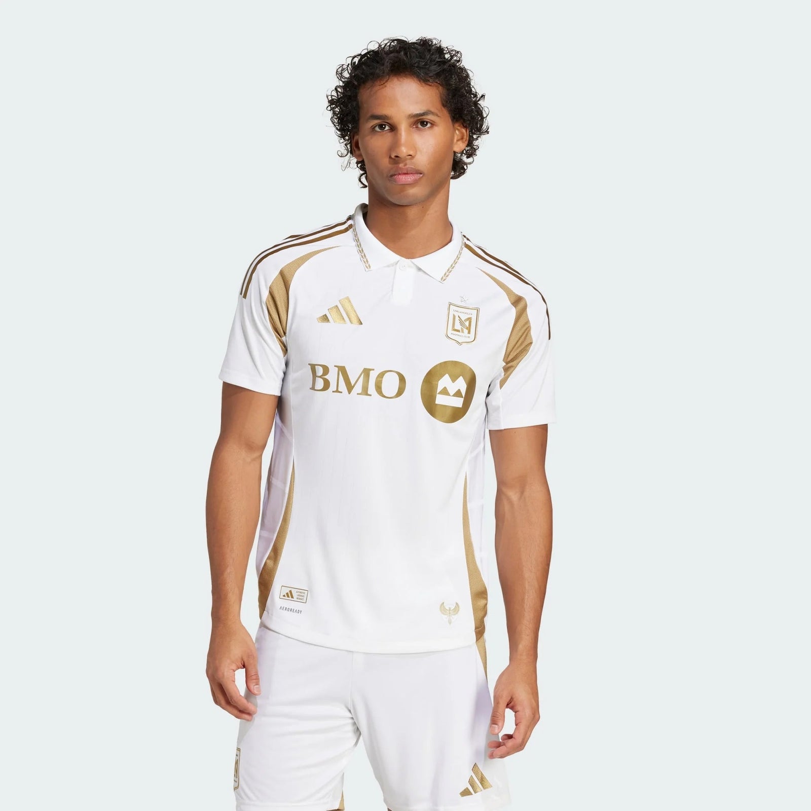 adidas Son Heung - min (Korean) LAFC Authentic Away Jersey w/ MLS + Apple + Ford Logo 25/26 (White/Gold) | SoccerWearhouse