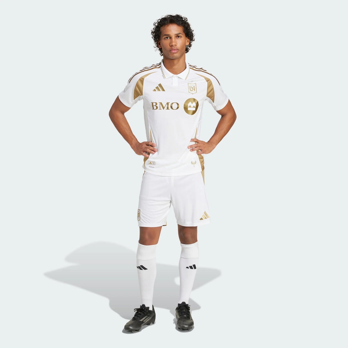 adidas Son Heung - min (Korean) LAFC Authentic Away Jersey w/ MLS + Apple + Ford Logo 25/26 (White/Gold) | SoccerWearhouse