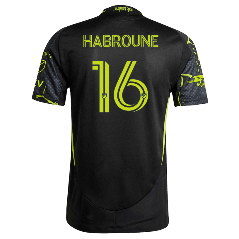 adidas Taha Habroune Columbus Crew Authentic Away Jersey w/ MLS Patches 25/26 (Black/Yellow) | SoccerWearhouse