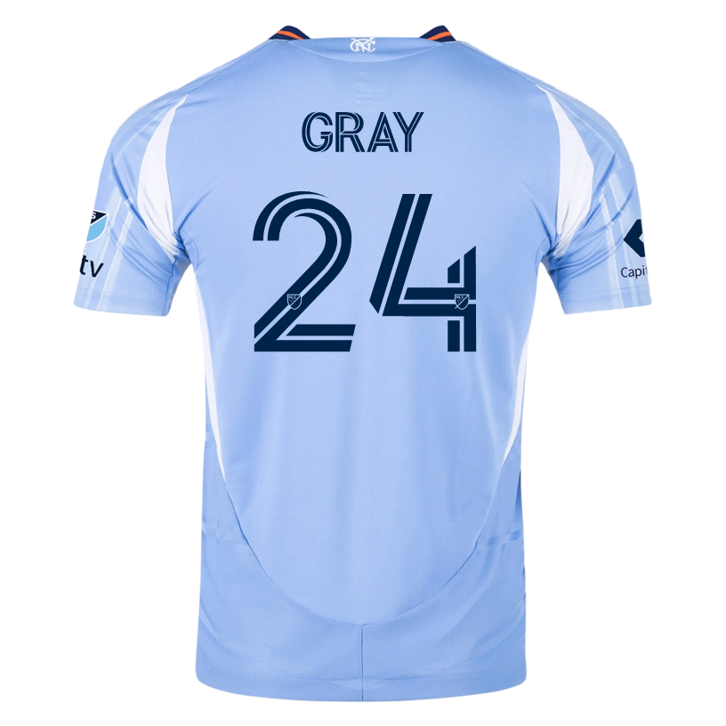 adidas Tayvon Gray New York City FC Authentic Home Jersey 25/26 w/ MLS Patches (Bahia Light Blue) | SoccerWearhouse
