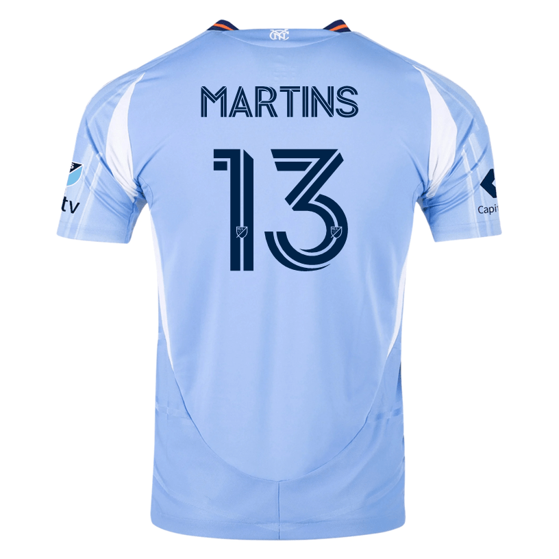 adidas Thiago Martins New York City FC Authentic Home Jersey 25/26 w/ MLS Patches (Bahia Light Blue) | SoccerWearhouse