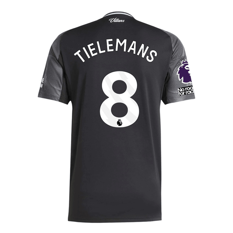adidas Tielemans Men's Aston Villa 25/26 Away Jersey w/ EPL + NRFR Patches (Black/Global Blue) | SoccerWearhouse