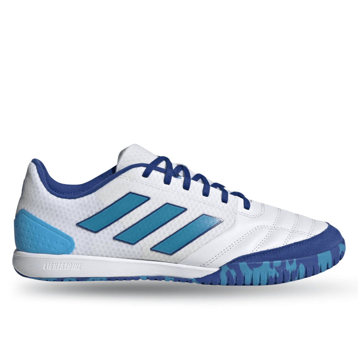 adidas Top Sala Competition Indoor Soccer Shoes (White/Bold Aqua/Team Royal Blue) | SoccerWearhouse