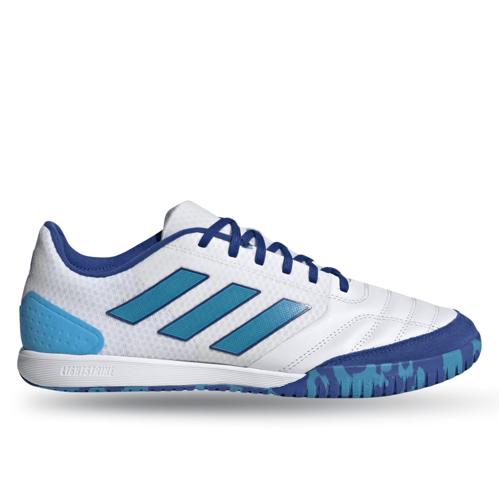 adidas Top Sala Competition Indoor Soccer Shoes (White/Bold Aqua/Team Royal Blue) | SoccerWearhouse