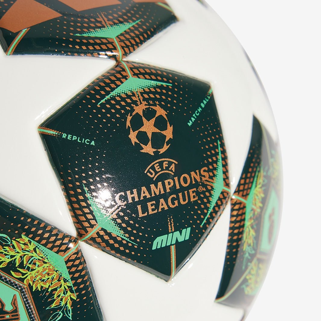 adidas UEFA Champions League 24/25 Knockout Stages Mini Ball (White/Green/Slime) | SoccerWearhouse