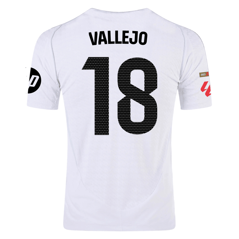 adidas Vallejo Real Madrid Authentic Home Jersey w/ La Liga Patches 24/25 (White/Black) | SoccerWearhouse