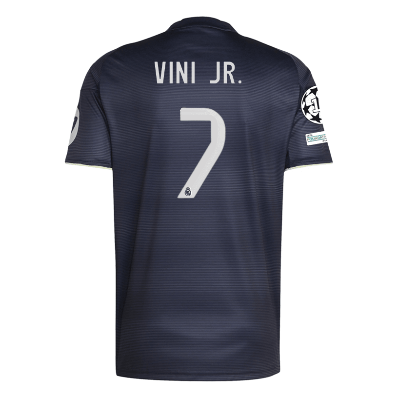 adidas Vini Jr. Real Madrid 25/26 Away Jersey w/ Champions League Patches (Legend Ink) | SoccerWearhouse