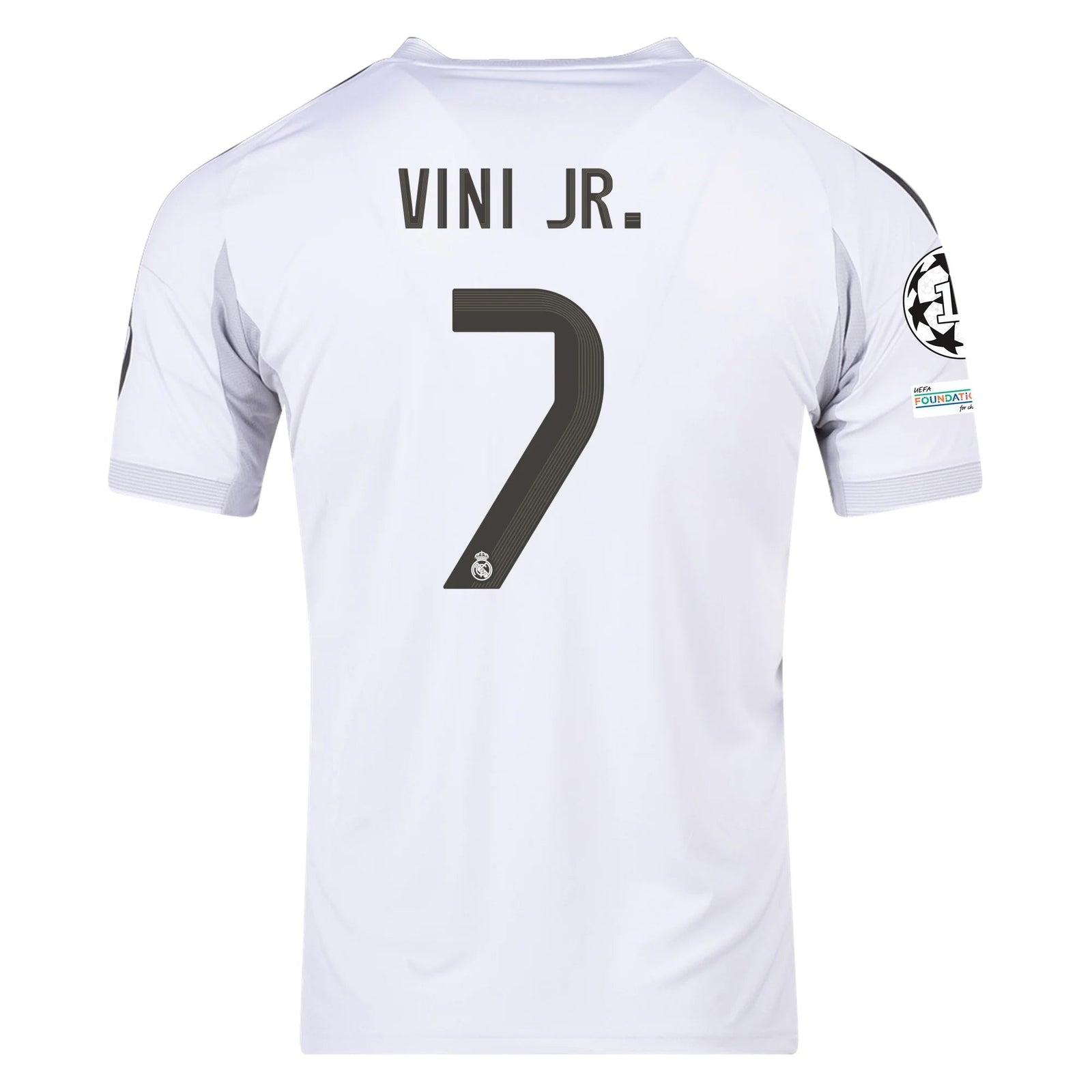 adidas Vini Jr. Real Madrid 25/26 Home Jersey w/ Champions League Patches (White) | SoccerWearhouse