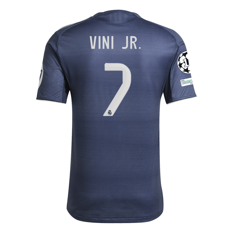 adidas Vini Jr. Real Madrid Authentic Away Jersey 25/26 w/ Champions League Patches (Legend Ink | SoccerWearhouse