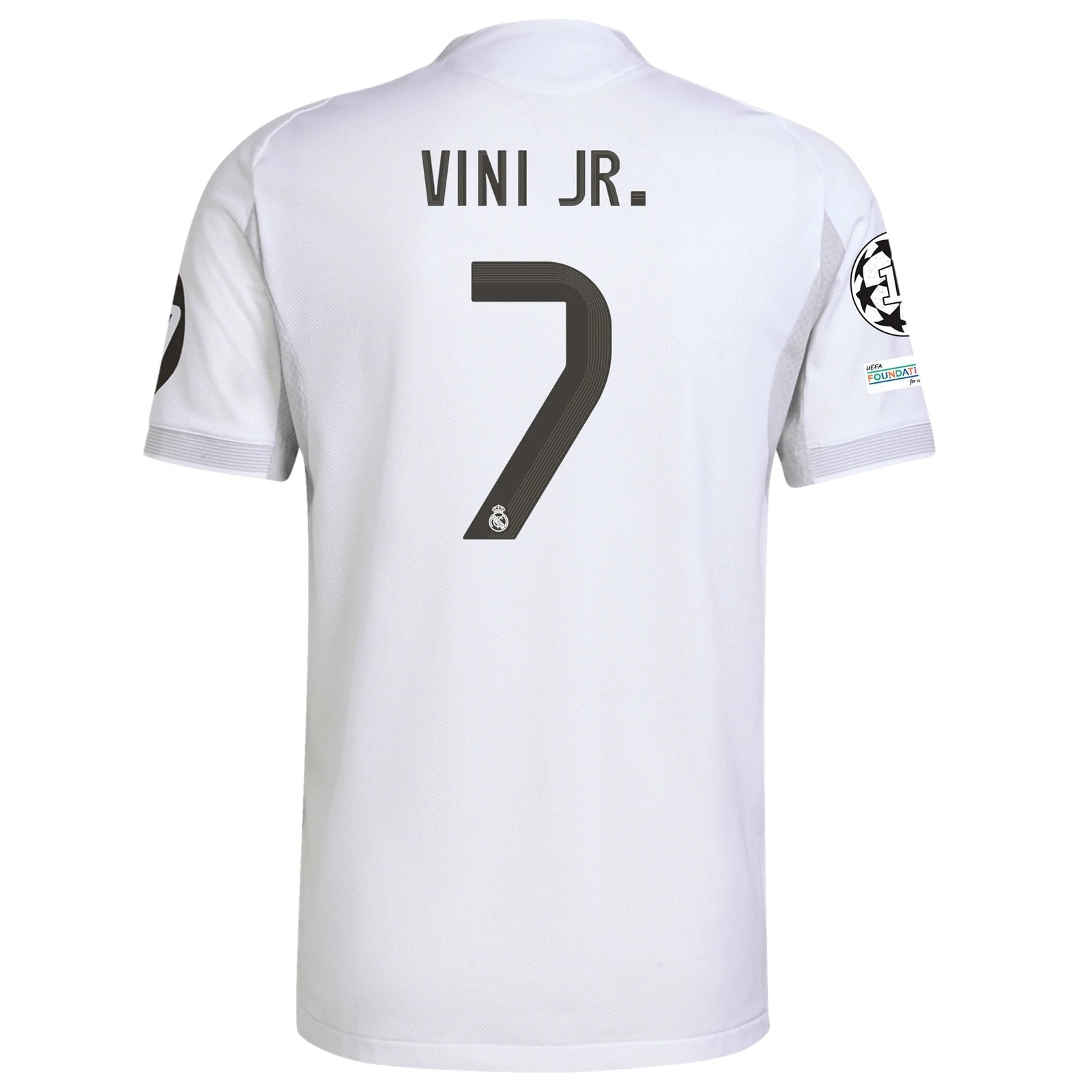 adidas Vini Jr. Real Madrid Authentic Home Jersey 25/26 w/ Champions League Patches (White) | SoccerWearhouse