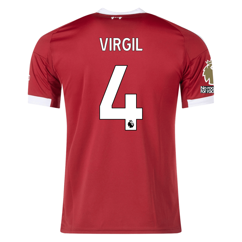 adidas Virgil Men's Liverpool Home Jersey 25/26 w/ NRFR + EPL Champions Patch (Strawberry Red) | SoccerWearhouse