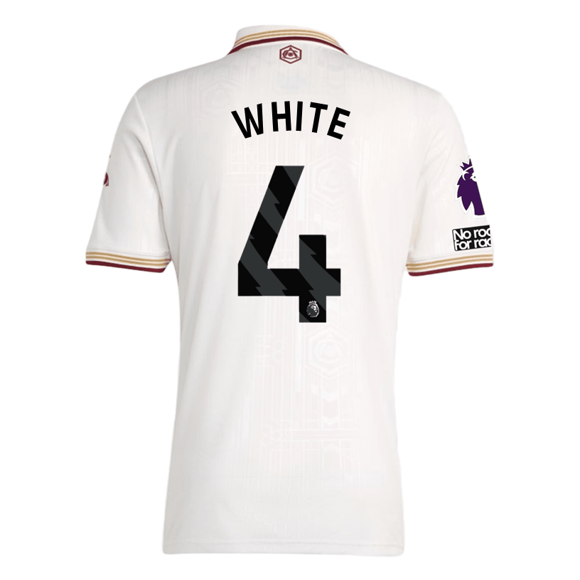 adidas White Men's Arsenal FC Third Jersey 25/26 w/ NRFR + EPL Patches (White/Burgundy) | SoccerWearhouse