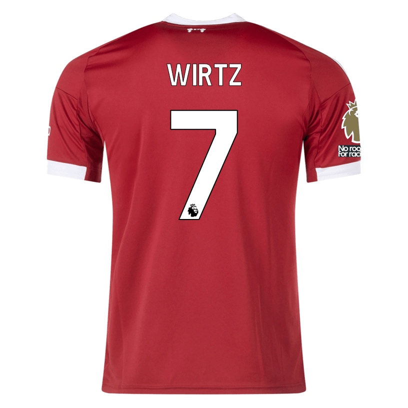 adidas Wirtz Men's Liverpool Home Jersey 25/26 w/ NRFR + EPL Champions Patch (Strawberry Red) | SoccerWearhouse