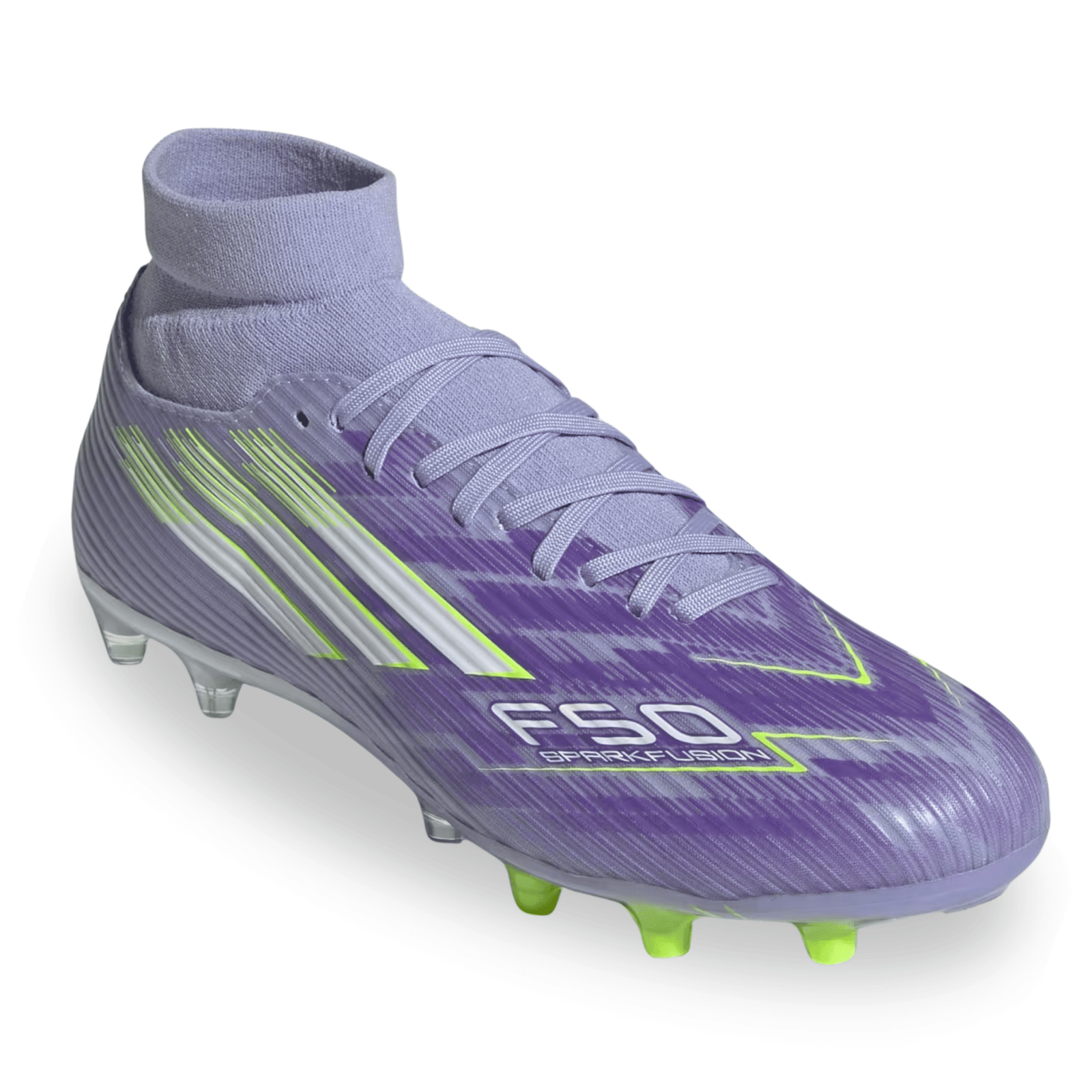 adidas Womens F50 Sparkfusion League FG/MG Soccer Cleats (Lucid Lemon/Purple Rush) | SoccerWearhouse