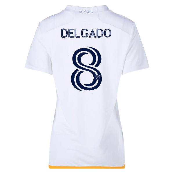 adidas Womens LA Galaxy Delgado Home Jersey 24/25 (White/Yellow/Navy) | SoccerWearhouse