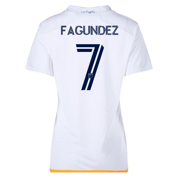 adidas Womens LA Galaxy Fagundez Home Jersey 24/25 (White/Yellow/Navy) | SoccerWearhouse