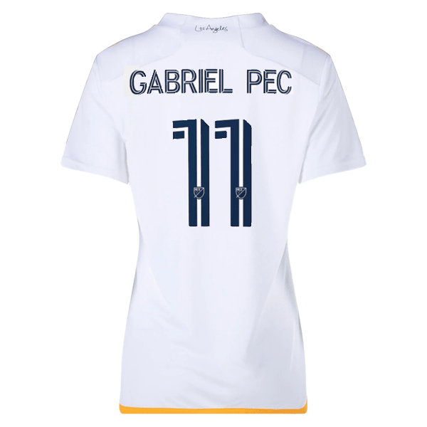 adidas Womens LA Galaxy Gabriel Pec Home Jersey 24/25 (White/Yellow/Navy) | SoccerWearhouse
