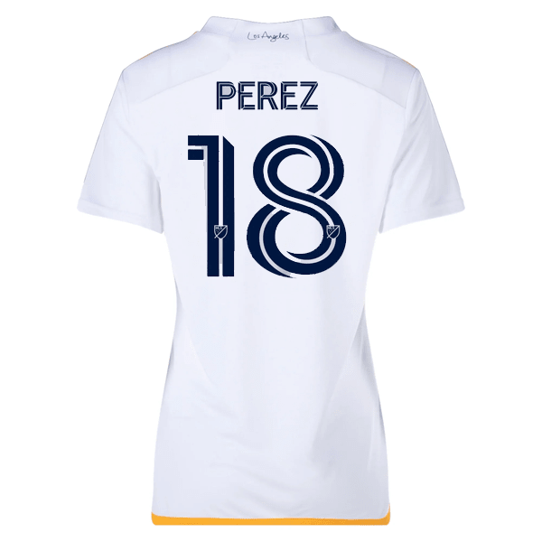 adidas Womens LA Galaxy Jonathan Perez Home Jersey 24/25 (White/Yellow/Navy) | SoccerWearhouse