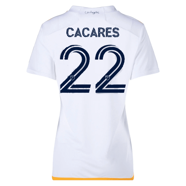 adidas Womens LA Galaxy Martín Cáceres Home Jersey 24/25 (White/Yellow/Navy) | SoccerWearhouse