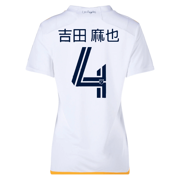 adidas Womens LA Galaxy Maya Yoshida Home Jersey 24/25 (White/Yellow/Navy) | SoccerWearhouse