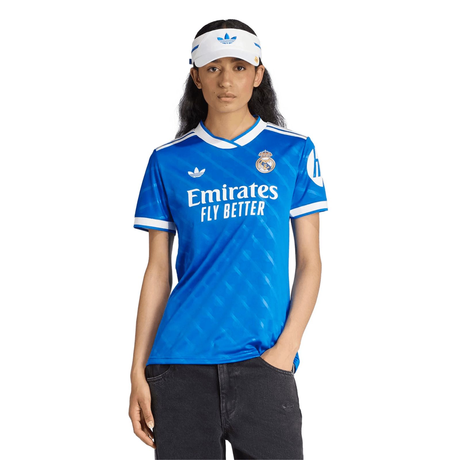 adidas Womens Real Madrid Kylian Mabppe Third Jersey 25/26 (Blue) | SoccerWearhouse