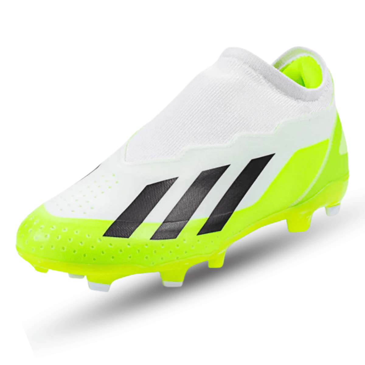 adidas X Crazyfast.3 LL Laceless Firm Ground Soccer Cleats (White/Lucid Lemon) | SoccerWearhouse