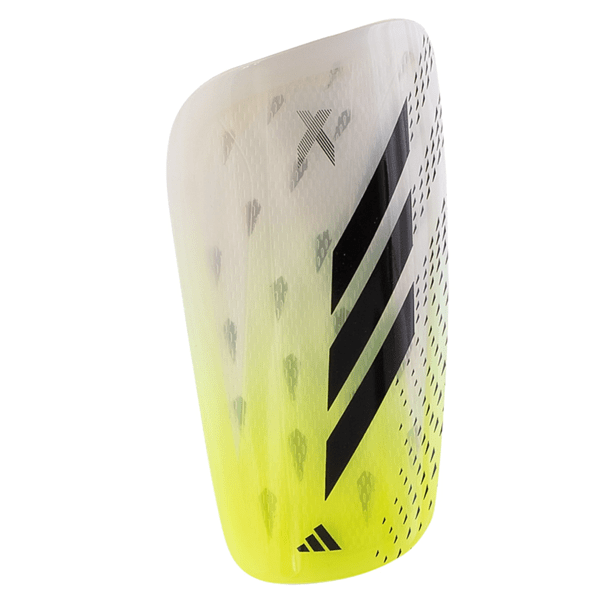 adidas X League Shin Guard (White/Lucid Lemon) | SoccerWearhouse