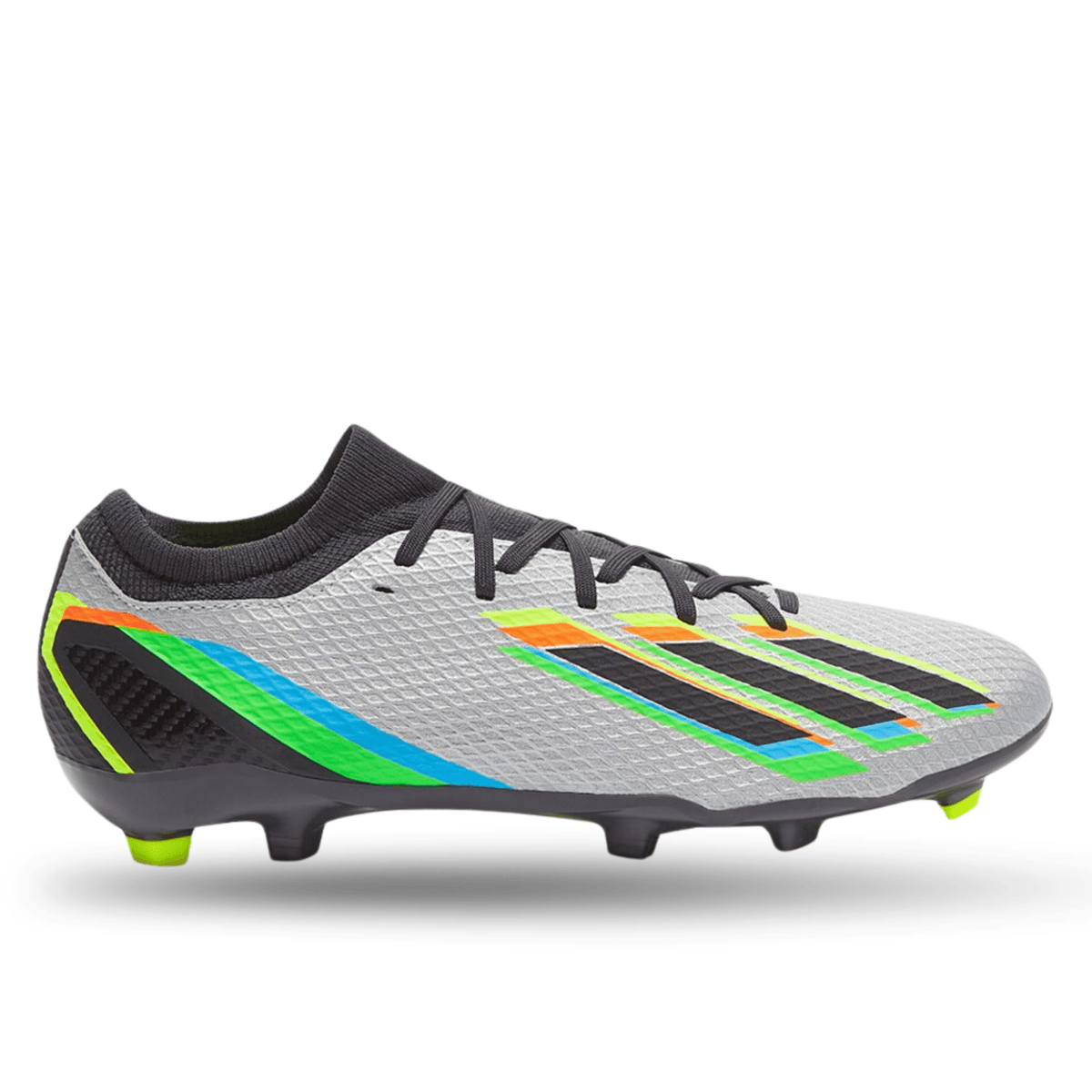 adidas X Speedportal.3 Firm Ground Soccer Cleats (Silver Metallic/Core Black/Solar Yellow) | SoccerWearhouse