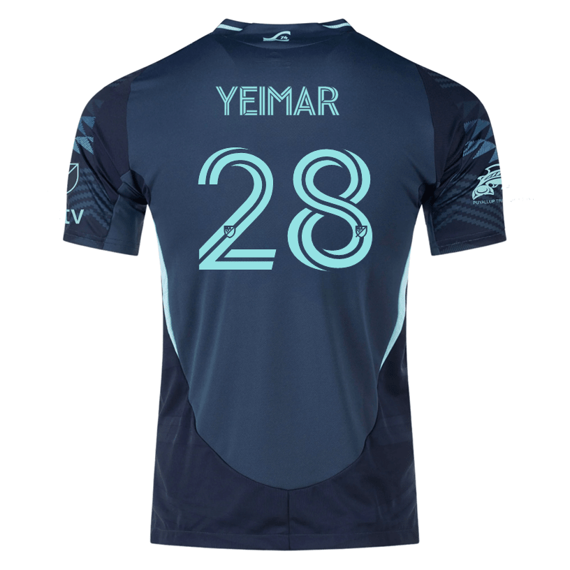adidas Y. Gomez Andrade Sounders Authentic Away Jersey 25/26 w/ MLS Patches & Sponsor (Aura Ink) | SoccerWearhouse