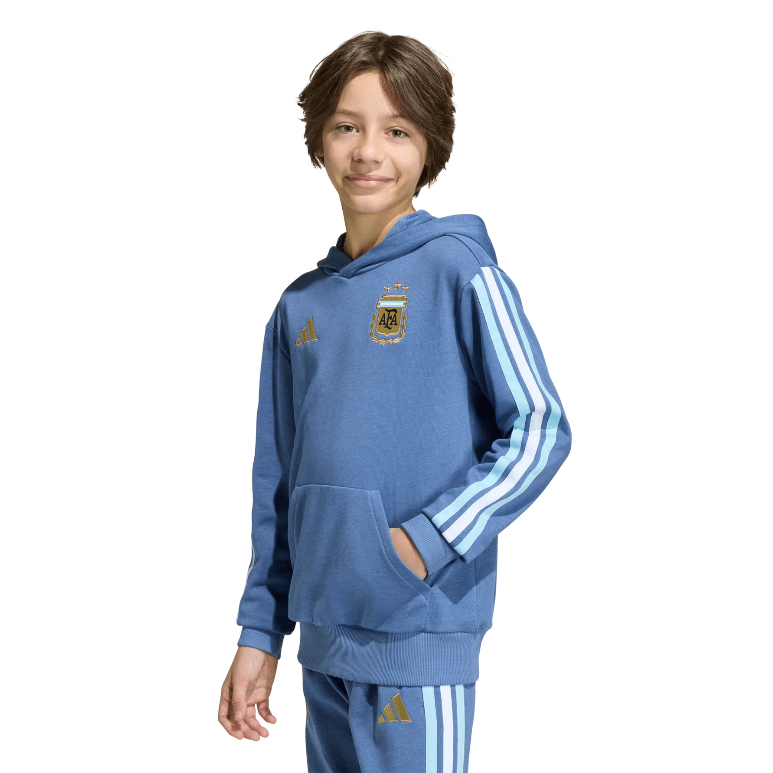 adidas Youth Argentina 2026 DNA Fleece Hoodie (Crew Blue) | SoccerWearhouse