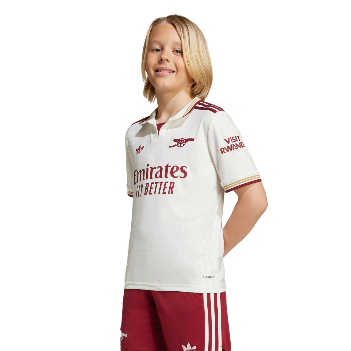 adidas Youth Arsenal Third Jersey 25/26 (White/Burgundy) | SoccerWearhouse