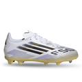 adidas Youth F50 League Firm Ground Multi Ground Jr. Soccer Cleats (White/Black/Gold Metallic)