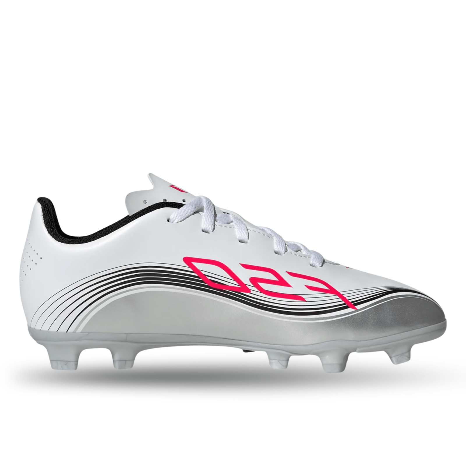 adidas Youth F50 Messi Club FG/MG Junior Soccer Cleats (White/Lucid Red/Silver Metallic) | SoccerWearhouse