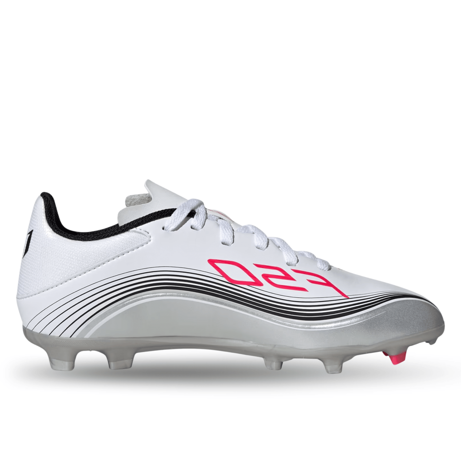 adidas Youth F50 Messi League FG/MG Junior Soccer Cleats (White/Lucid Red/Silver Metallic) | SoccerWearhouse