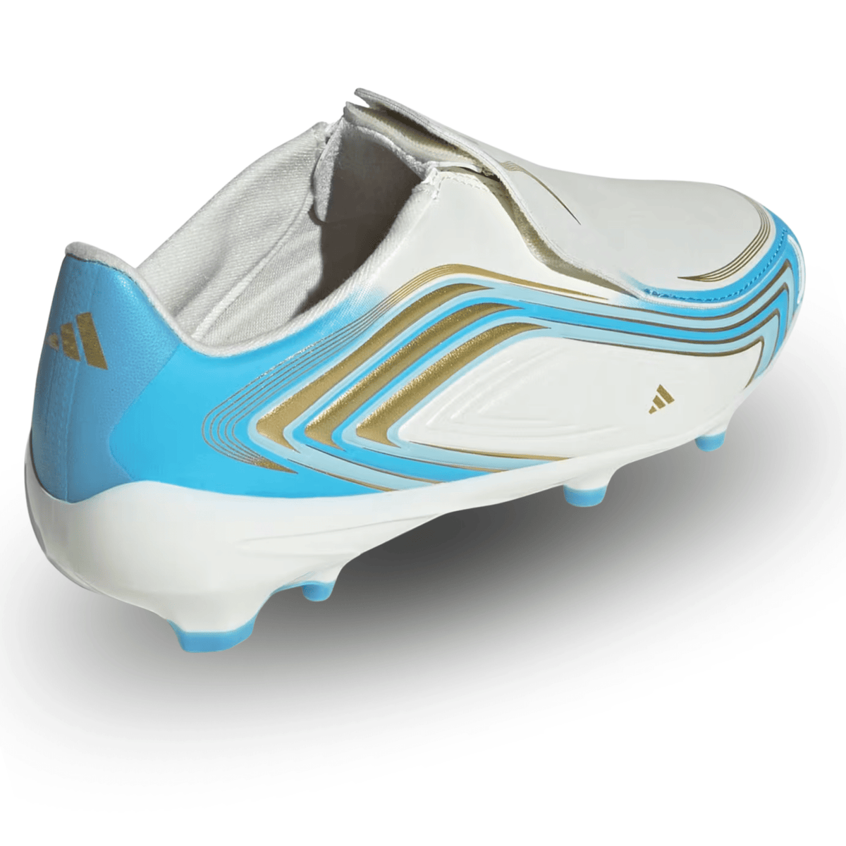 adidas Youth F50 Messi League LL Firm Ground Soccer Cleats (White/Sky Blue) | SoccerWearhouse