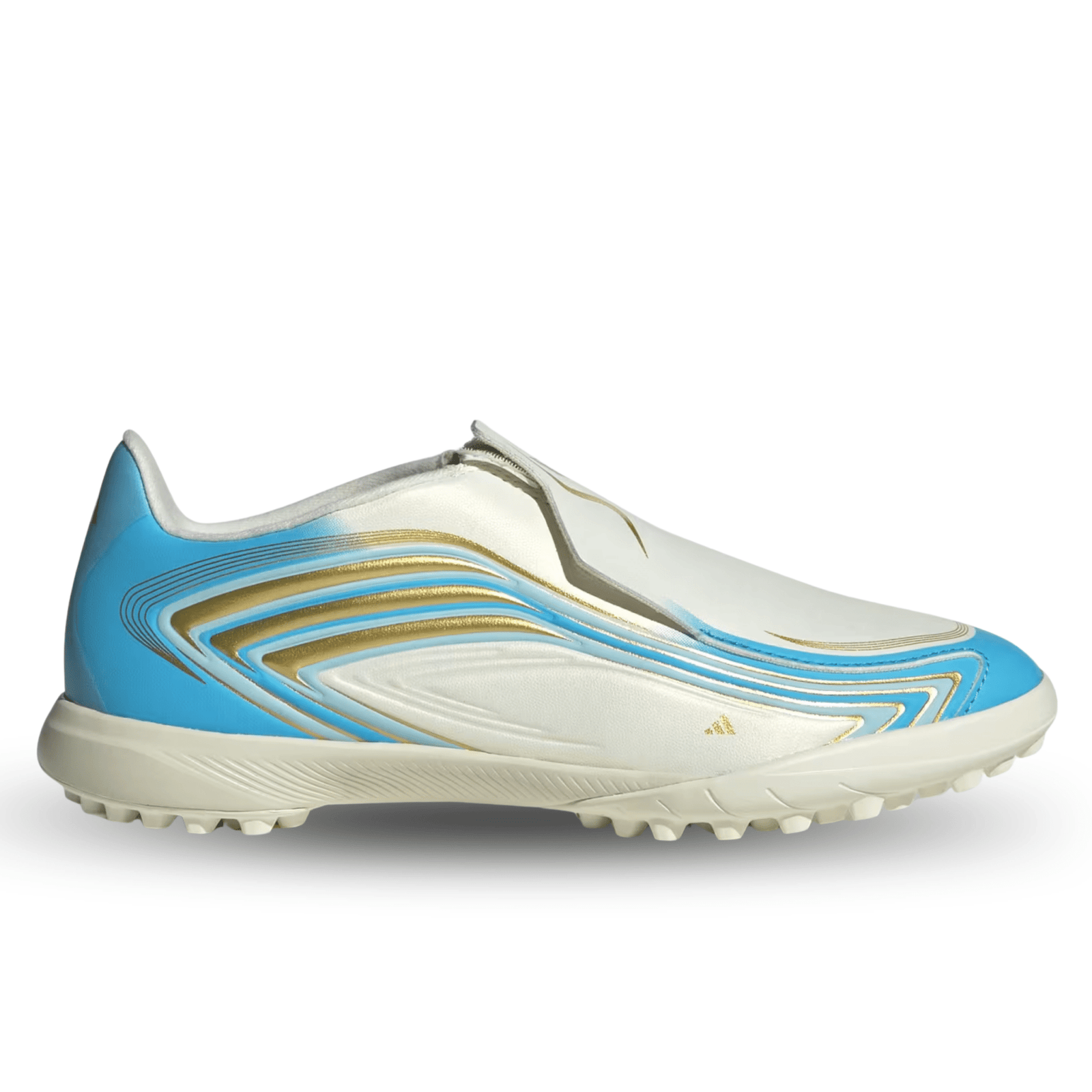 adidas Youth F50 Messi League LL Turf Soccer Shoes (White/Sky Blue) | SoccerWearhouse
