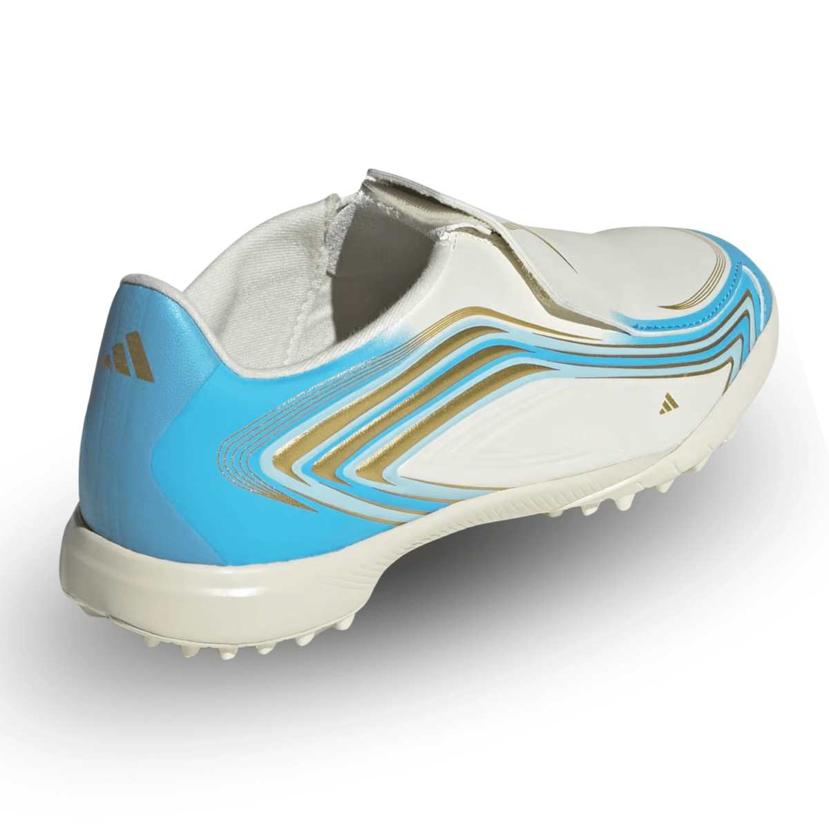 adidas Youth F50 Messi League LL Turf Soccer Shoes (White/Sky Blue) | SoccerWearhouse