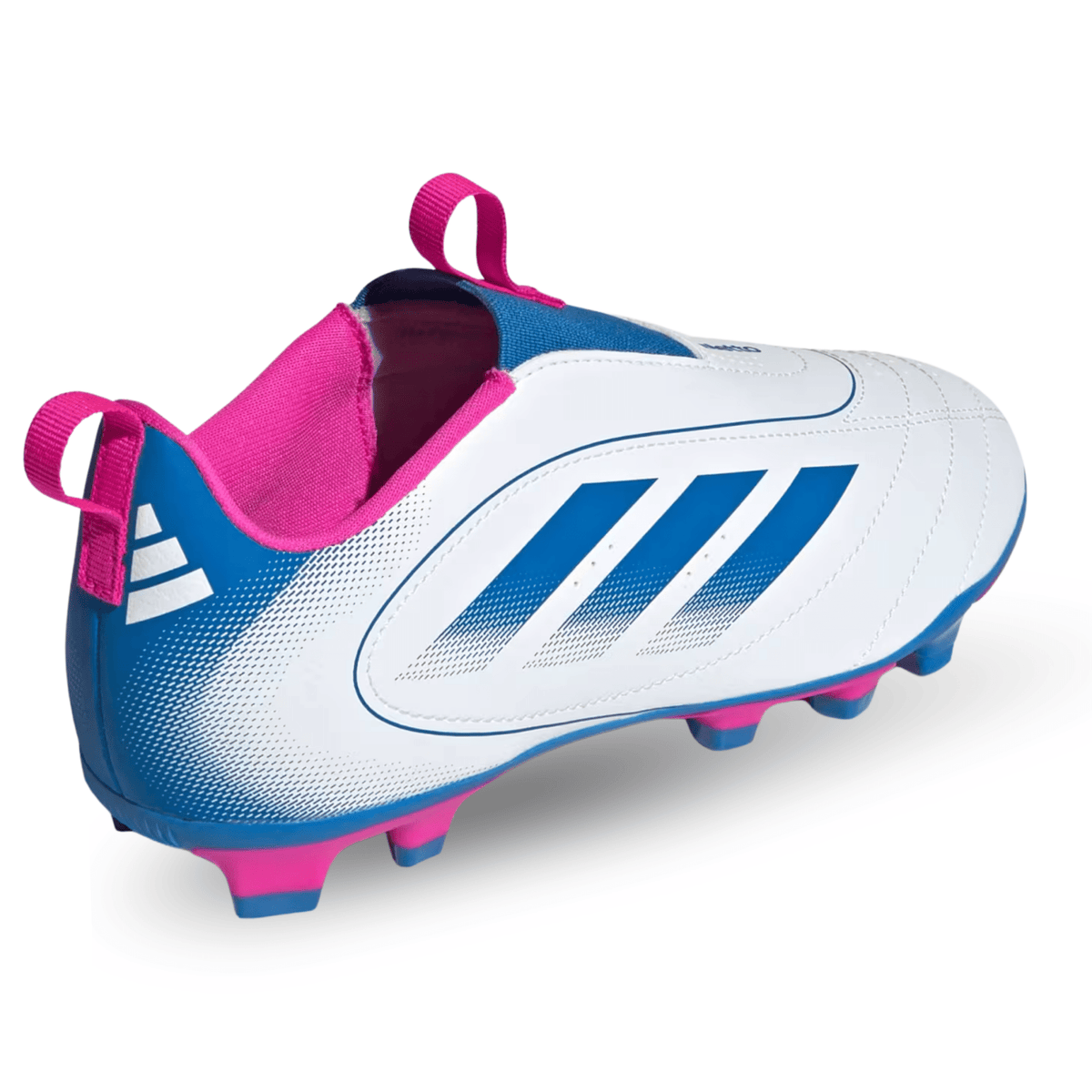 adidas Youth Jr. Goletto IX Laceless FG/MG Soccer Cleats (White/Bright Royal/Pink) | SoccerWearhouse