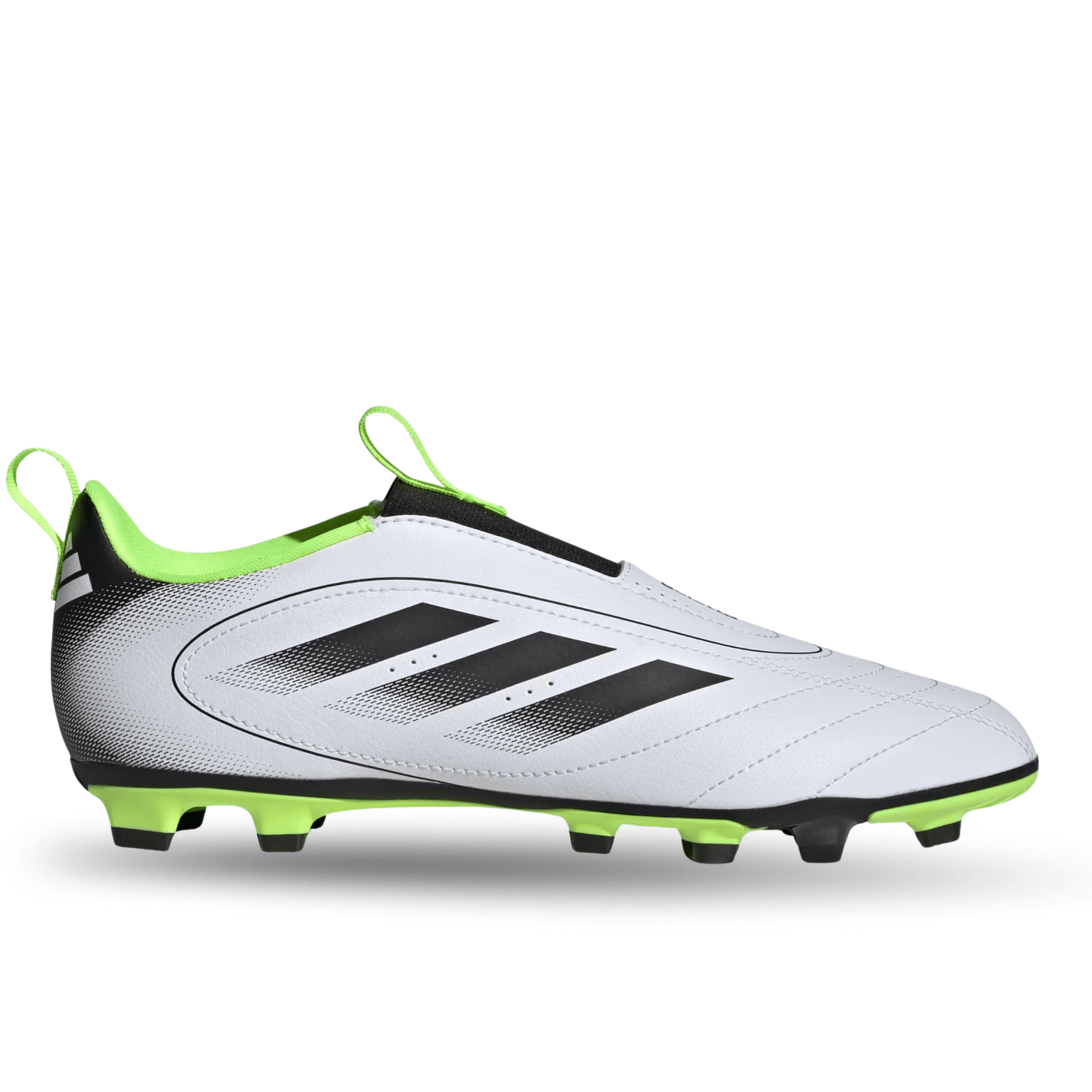 adidas Youth Jr. Goletto IX Laceless FG/MG Soccer Cleats (White/Lucid Lemon) | SoccerWearhouse