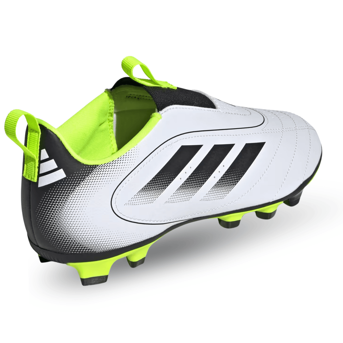 adidas Youth Jr. Goletto IX Laceless FG/MG Soccer Cleats (White/Lucid Lemon) | SoccerWearhouse